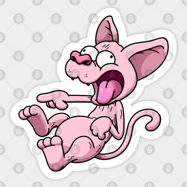 Crazy Laughing Sphynx Cat Sticker by TheMaskedTooner